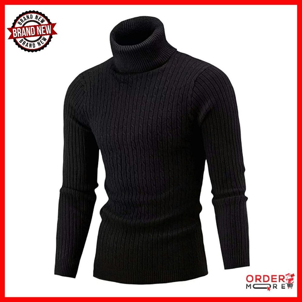 Men's Slim Fit Turtleneck Pullover Sweater 95% Polyester 5% Cotton